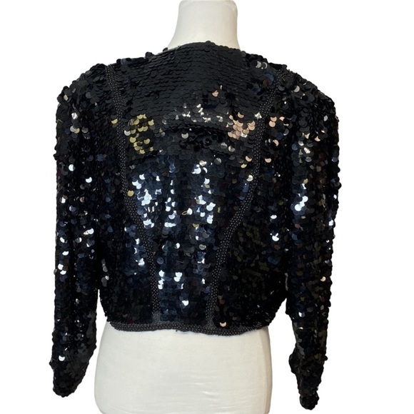 Vintage Oleg Cassini Silk Sequins Beaded Blouse - Picture 3 of 5